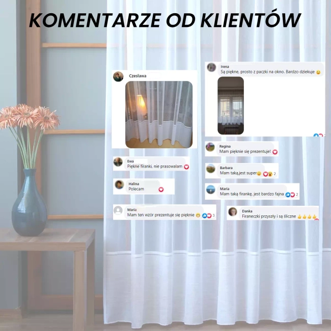 Firana Gotowa 700cm x 255cm - DŁUGA, SZEROKA, JEDEN PAS - Firana na karnisz 280-460cm